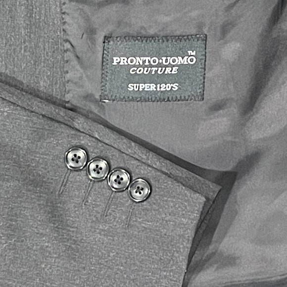 Pronto Uomo Couture 100% Wool Charcoal Gray Dual Vents Blazer Sport Jacket 46L - Picture 9 of 10